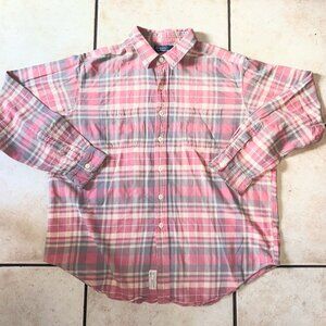 Vintage Polo Ralph Lauren XXL Plaid Shirt Pink Blue Cotton Casual Workwear Retro